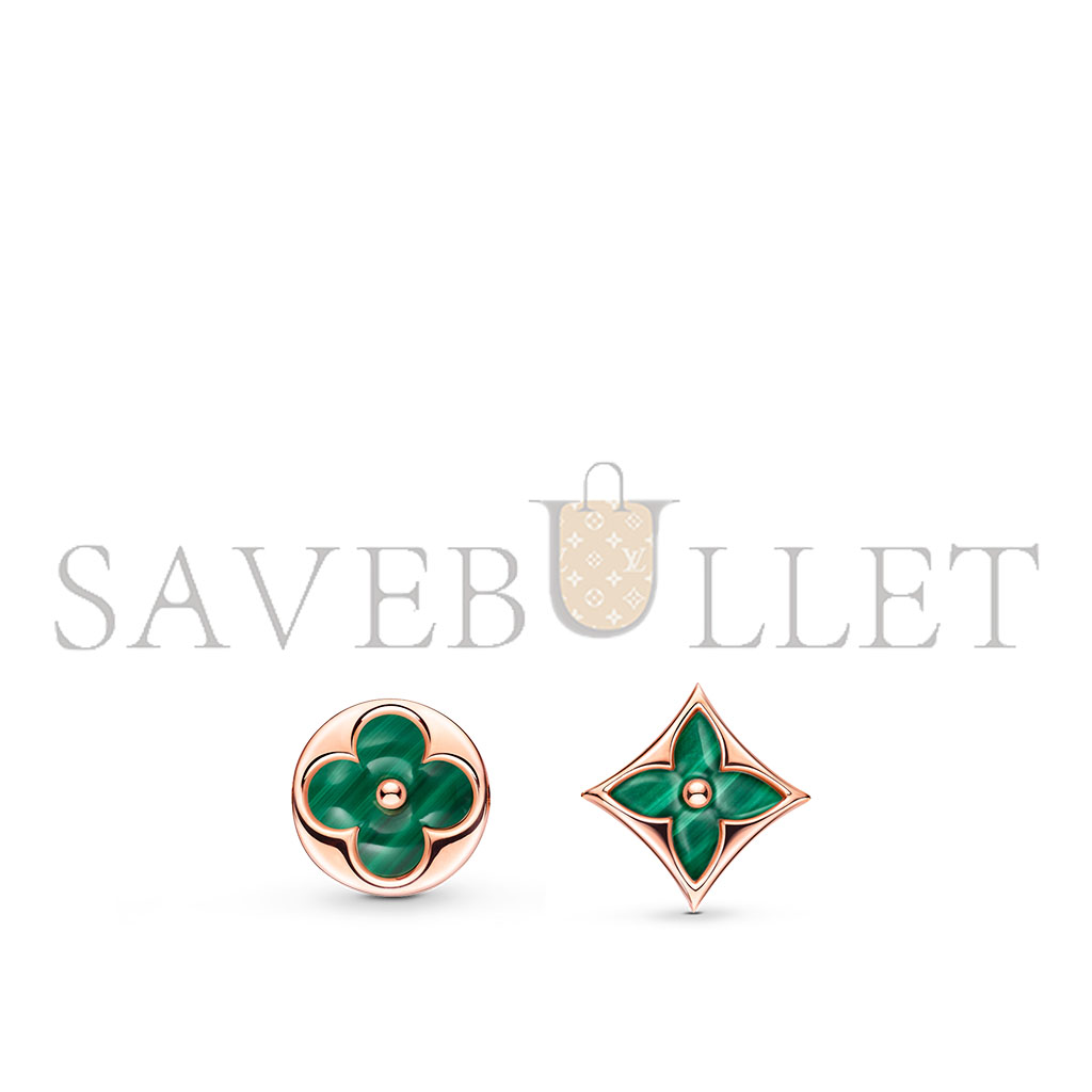 l**is V*t*n color blossom bb sun single stud earring - with rose gold and malachite q96673